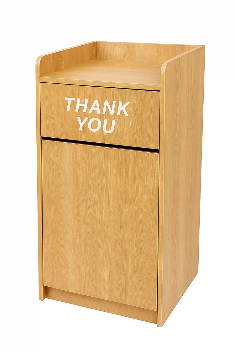 Wooden Bin Cabinet, Takeaway Restaurant Trash Bin Storage - Oak